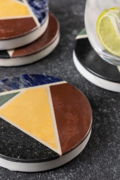 Gauri Kohli Bennett Marble Coasters In Multi