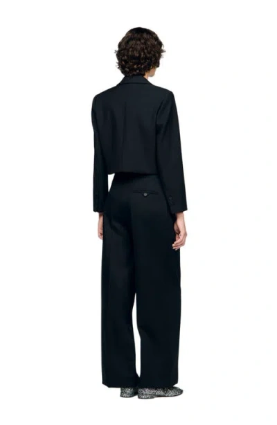 Sandro Womens Black Short Bow-embellished Satin Jacket In Black