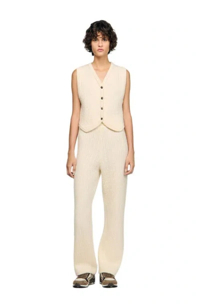 Sandro Valdo Cable Knit Vest In Neutral