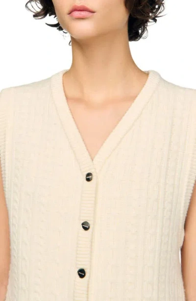 Sandro Valdo Cable Knit Vest In Neutral