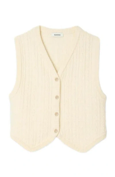 Sandro Valdo Cable Knit Vest In Neutral