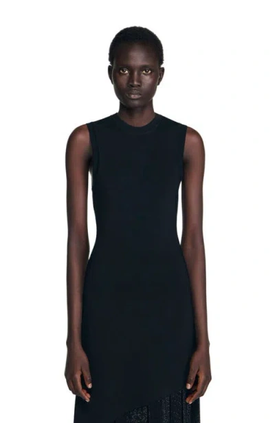 Sandro Fringed Maxi Dress In Black