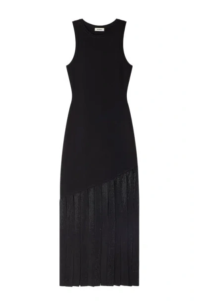 Sandro Fringed Maxi Dress In Black