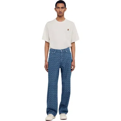 Sandro Rope Pattern Baggy Jeans In Blue