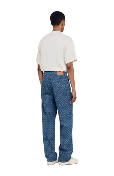 Sandro Rope Pattern Baggy Jeans In Blue