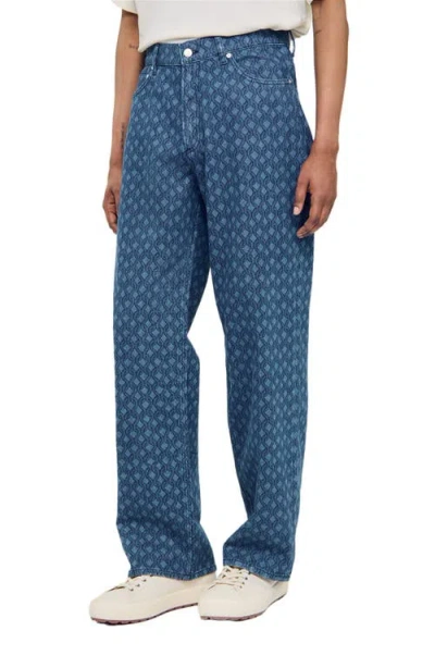 Sandro Rope Pattern Baggy Jeans In Blue