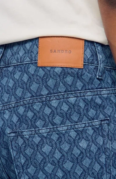 Sandro Rope Pattern Baggy Jeans In Blue