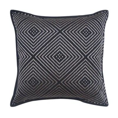 C & F Home C&f Home Virginia Embroidered Diamond Pattern Cotton Decorative Throw Pillow In Black
