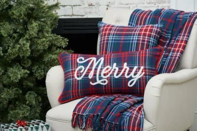 C & F Home C&f Home Plaid Typographical Decorative Throw Pillows In Multi