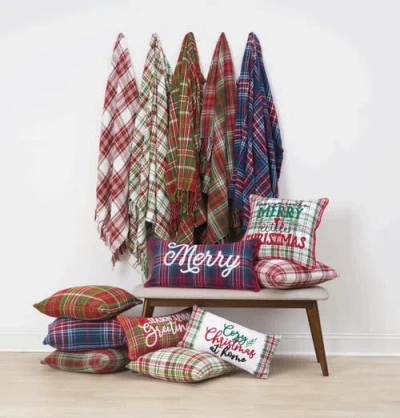 C & F Home C&f Home Plaid Typographical Decorative Throw Pillows In Multi