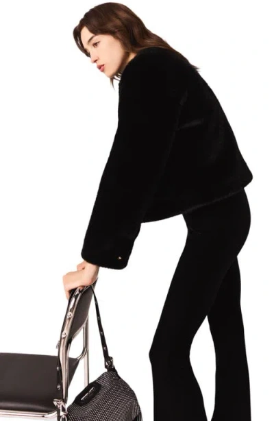 Maje Pivelvet Stretch Velour Trousers In Black