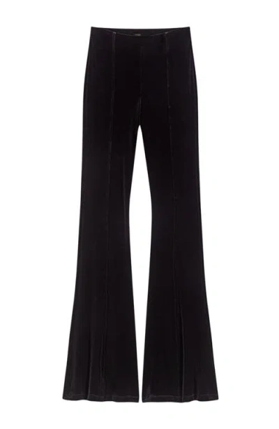 Maje Pivelvet Stretch Velour Trousers In Black
