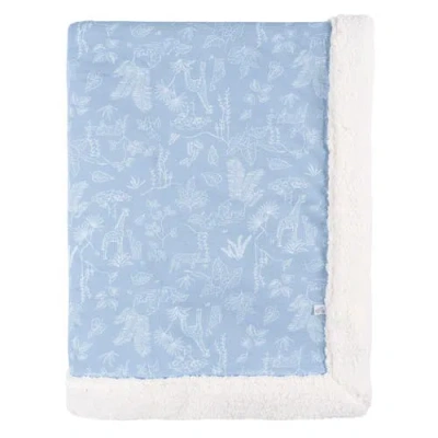Just Born Plush Blanket With Fleece Trim In White