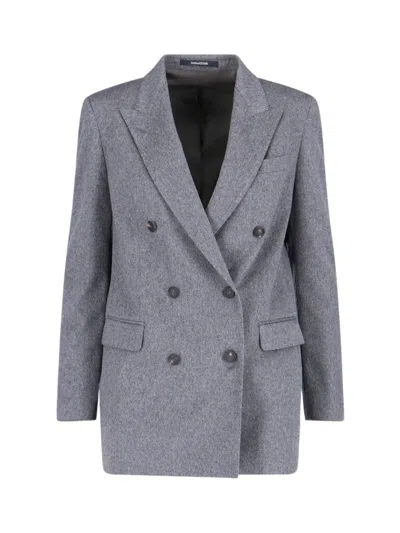 Tagliatore Jasmine Peak-lapels Double-breasted Blazer In Gray