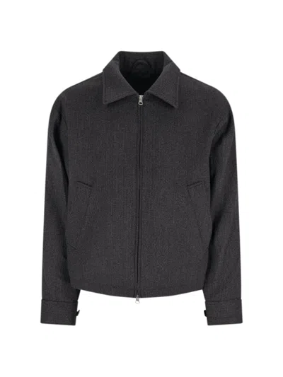 Mfpen Structured Brown Jacket With Front Zipper In Brown