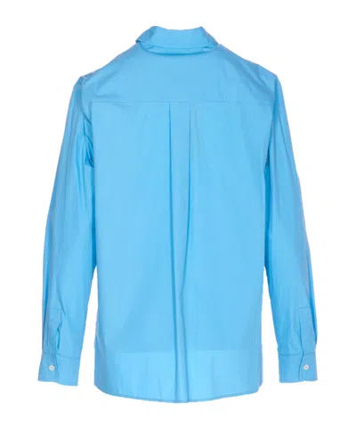 Pinko Long Sleeve Top Embroidered Logo In Blue