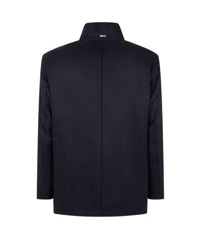 Herno Tailored Black Wool Blend Coat In Black