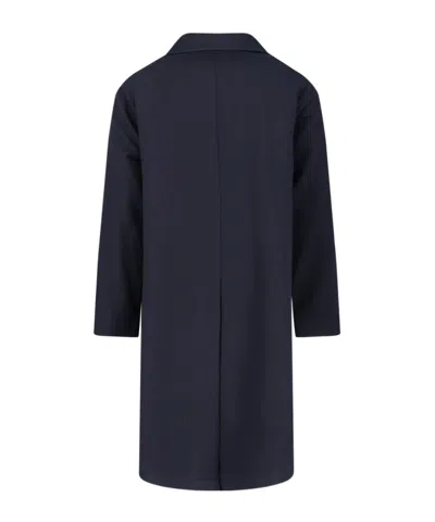 Tagliatore Blue Jacket With Classic Collar And Concealed Button Placket In Blue