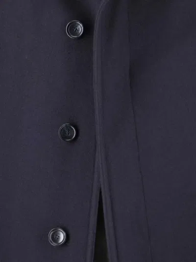 Tagliatore Blue Jacket With Classic Collar And Concealed Button Placket In Blue