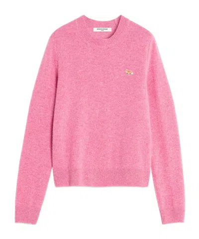 Maison Kitsuné Baby Fox Lambswool Regular Jumper In Pink