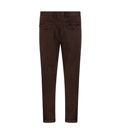 Myths Tailored Long Pants With Smooth Finish And Rolled Cuffs In Brown