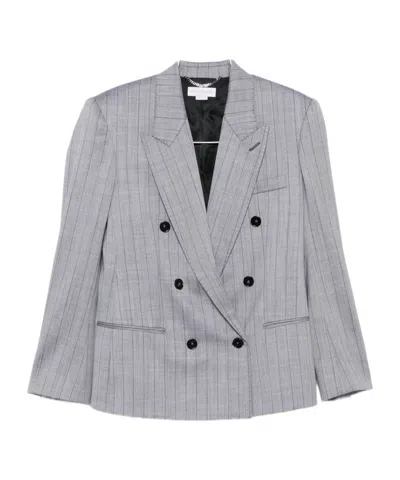 Stella Mccartney Double-breasted Wool Jacket Notched Lapels In Gray
