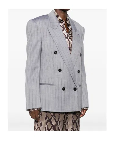 Stella Mccartney Double-breasted Wool Jacket Notched Lapels In Gray
