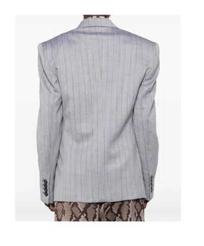 Stella Mccartney Double-breasted Wool Jacket Notched Lapels In Gray