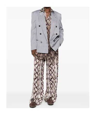 Stella Mccartney Double-breasted Wool Jacket Notched Lapels In Gray