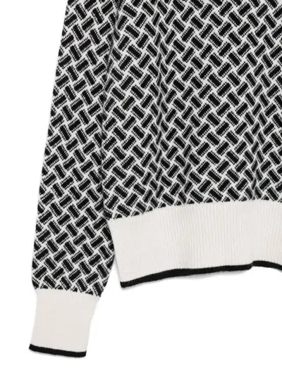 Drumohr Geometric-pattern V-neck Cashmere Sweater In Black