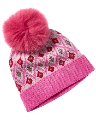Sofiacashmere Lurex Fairisle Wool & Cashmere-blend Hat In Pink