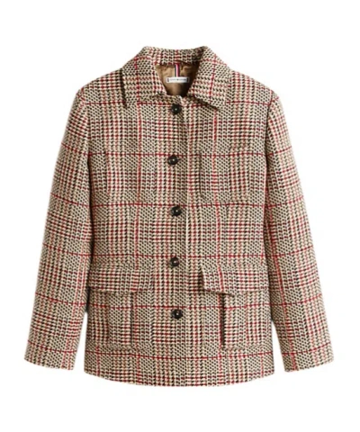 Tommy Hilfiger Check Blazer With Notched Lapels And Pockets In Multi