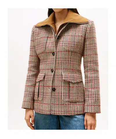 Tommy Hilfiger Check Blazer With Notched Lapels And Pockets In Multi
