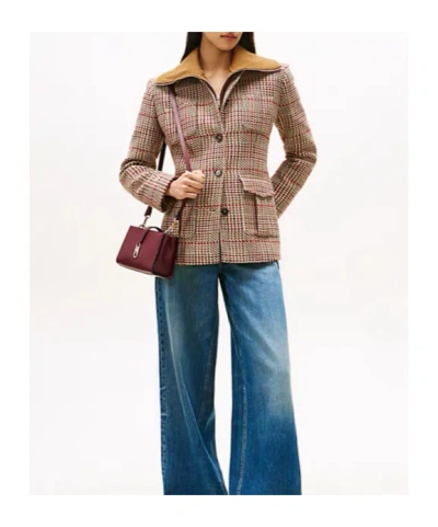 Tommy Hilfiger Check Blazer With Notched Lapels And Pockets In Multi