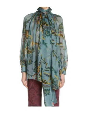 Etro Floral Long Sleeve Loose Fit Top In Multi