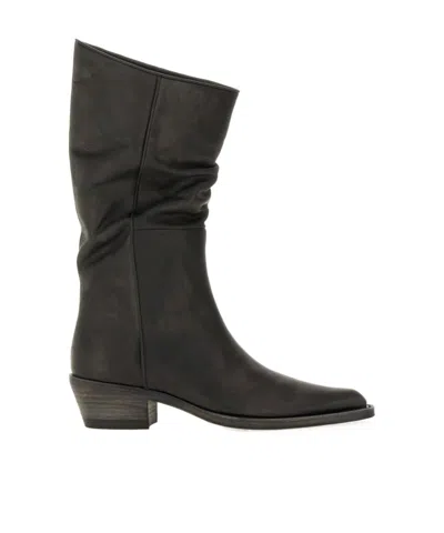 Khaite Clive Leather Mid-calf Boots In Animal Print