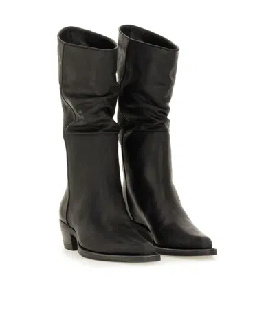 Khaite Clive Leather Mid-calf Boots In Animal Print