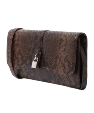 Stella Mccartney Womens Espresso Ryder Flap Snakeskin-embossed Vegan-leather Cross-body Bag In Brown
