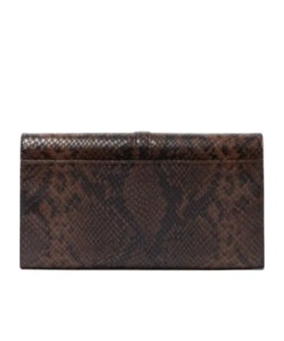 Stella Mccartney Womens Espresso Ryder Flap Snakeskin-embossed Vegan-leather Cross-body Bag In Brown