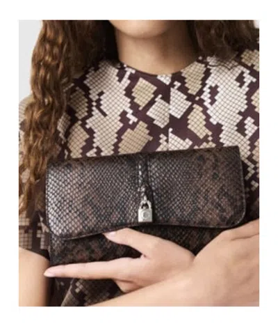 Stella Mccartney Womens Espresso Ryder Flap Snakeskin-embossed Vegan-leather Cross-body Bag In Brown