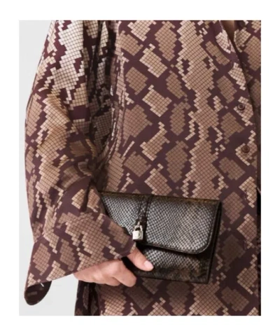 Stella Mccartney Womens Espresso Ryder Flap Snakeskin-embossed Vegan-leather Cross-body Bag In Brown