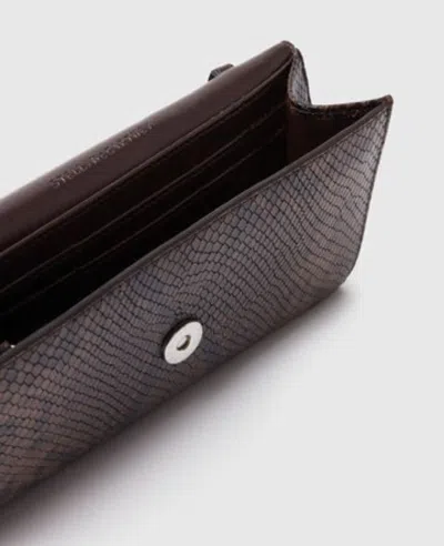 Stella Mccartney Womens Espresso Ryder Flap Snakeskin-embossed Vegan-leather Cross-body Bag In Brown