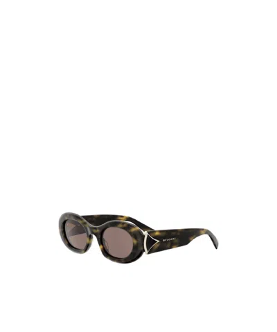 Bvlgari Geometric Frame Sunglasses In Brown