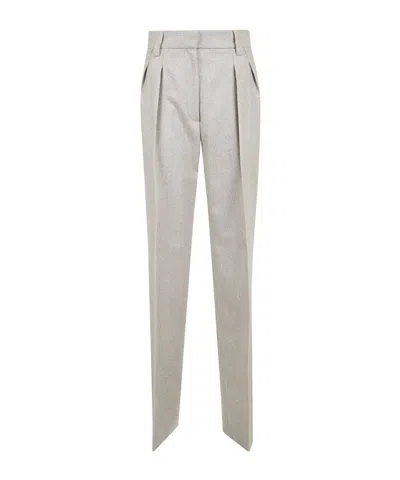 Antonelli Tailored High-waisted Trousers With Pleated Front And Textured Finish In White