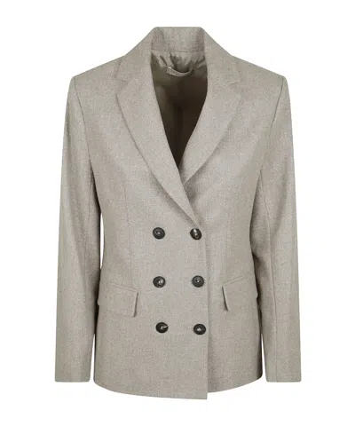 Antonelli Tailored Double-breasted Wool Blend Jacket With Notched Lapel In Gray