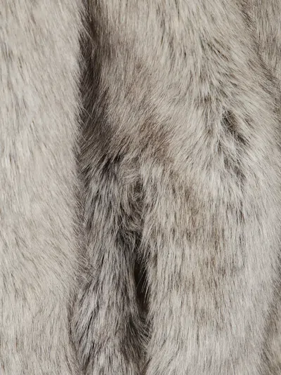 Antonelli Cropped Faux Fur Jacket With Round Neckline And Relaxed Fit In Gray