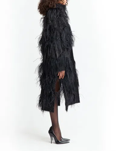 16arlington Feather-embellished Coat In Black