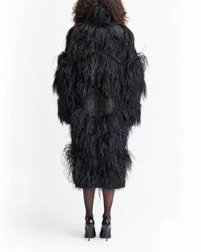 16arlington Feather-embellished Coat In Black