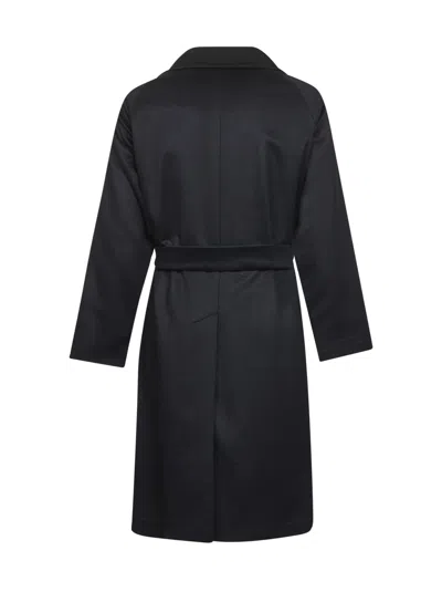 Tagliatore Blue Virgin Wool Hendricks Wrap Coat In Black