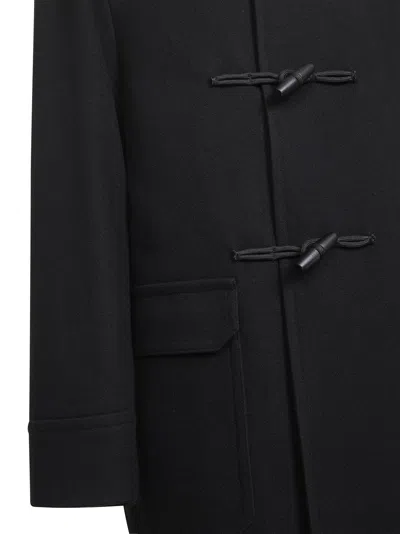 Tagliatore Toggle-front Wool Coat In Black